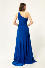 Woman One Shoulder Long Evening Dress With Stone