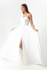 Woman One Shoulder Slip Long Evening Dress