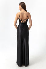 Woman Balen Corset Detailed Slit Long Evening Dress