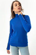 Female Fisherman'S Gold Button Detailed Knitwear Sweater
