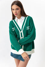 Women'S Pocket Detailed Colorful Knitwear Cardigan