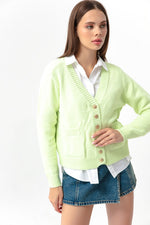 Women'S Gold Button Knitwear Cardigan