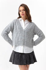 Women'S Knitting Detailed Shredon Knitwear Cardigan