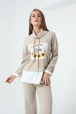 Female Front Printed Knitting Sweatshirt