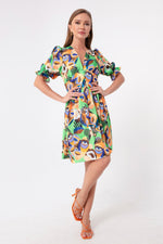 Woman Flower Patterned Mini Dress