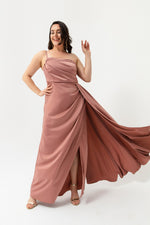 Woman One Shoulder Big Size Satin Evening Dresses & Graduation Dress