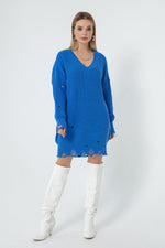 Woman V -Neck Knitwear Dress
