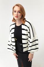 Woman Oversize Striped Knitwear Cardigan