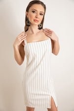 Woman Striped Dress With Thick Strap