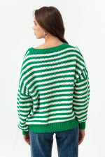 Woman Oversize Striped Knitwear Cardigan