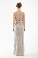Long Evening Dress Dress With Women'S Back Low -Cut Sequined