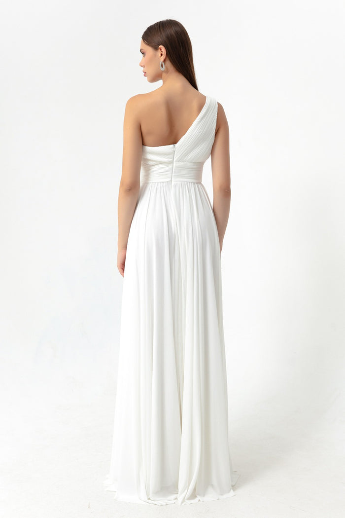 Woman One Shoulder Slip Long Evening Dress