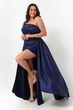 Woman One Shoulder Big Size Satin Evening Dresses & Graduation Dress