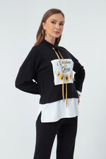Female Front Printed Knitting Sweatshirt
