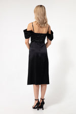 Women'S Fıne Handıng Degaje Yoki Saten Dress Dress