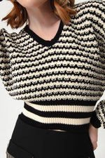 Woman V -Neck Executive Pattern Knitwear Sweater