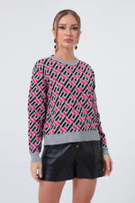 Women'S Bike Collar Patterned Knitwear Sweater
