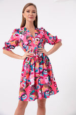 Woman Flower Patterned Mini Dress