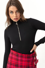 Woman Front Zipper With Long Sleeve Wick Flexible Snap Knitting Body