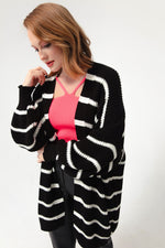 Woman Oversize Striped Knitwear Cardigan