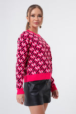 Women'S Bike Collar Patterned Knitwear Sweater