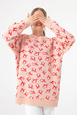 Women'S Bow Patterned Knitwear Sweater