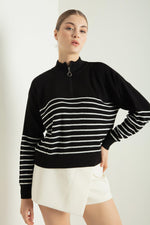 Women Zipper Long Sleeve Knitwear Sweater