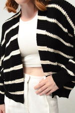 Woman Oversize Striped Knitwear Cardigan