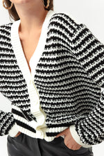 Female Striped Button Detailed Overwhelm Knitwear Cardigan