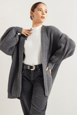 Woman Oversize Striped Knitwear Cardigan