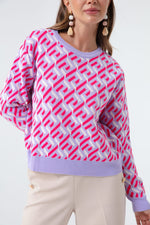 Women'S Bike Collar Patterned Knitwear Sweater
