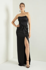 Woman Cruve Lined Woven Corset Detailed Satin Long Evening Dress