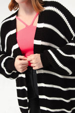 Woman Oversize Striped Knitwear Cardigan