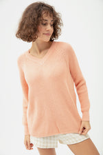 Woman V -Neck Knitwear Cossack