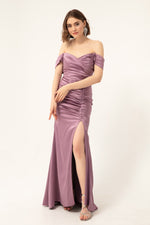 Woman Shirring Detailed Slip Long Evening Dress