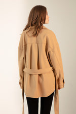 Short Stamp Coat With A Woman Belt