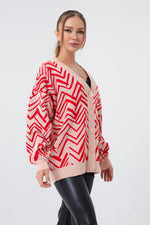 Female Zigzag Pattern Knitwear Cardigan