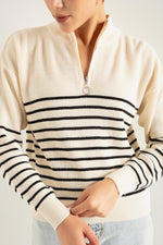Women Zipper Long Sleeve Knitwear Sweater