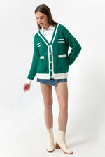 Women'S Pocket Detailed Colorful Knitwear Cardigan