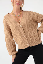 Female Braided Mini Knitwear Cardigan