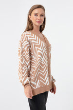 Female Zigzag Pattern Knitwear Cardigan