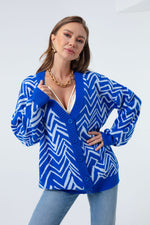 Female Zigzag Pattern Knitwear Cardigan