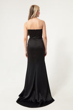 Woman Strapless Long Satin Evening Dress