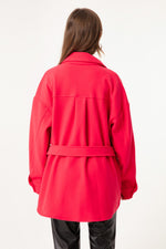 Short Stamp Coat With A Woman Belt