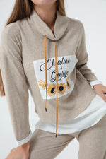 Female Front Printed Knitting Sweatshirt