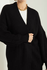Woman Oversize Striped Knitwear Cardigan