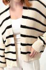 Woman Oversize Striped Knitwear Cardigan