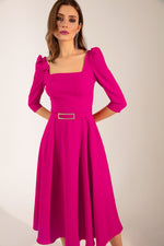 Female Square Neck Arched Midi Dress