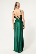 Woman Balen Corset Detailed Slit Long Evening Dress