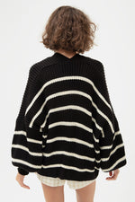 Woman Oversize Striped Knitwear Cardigan